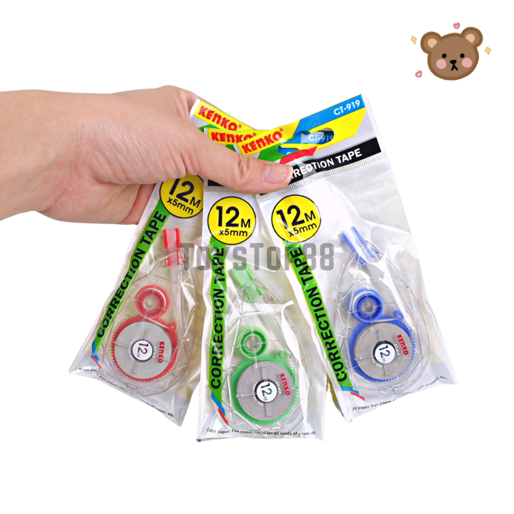 

Correction Tape Kenko CT-919 Kemasan Plastik - Tipex Kertas Roll Ecer - Pita Koreksi 12 Meter