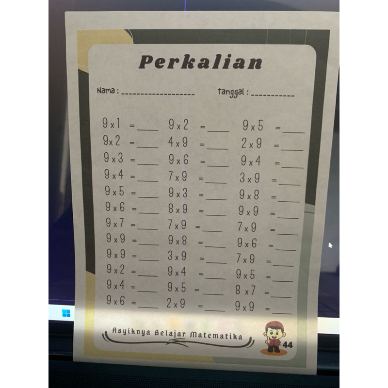 

LATIHAN SOAL PERKALIAN MATEMATIKA SD 7 LEMBAR