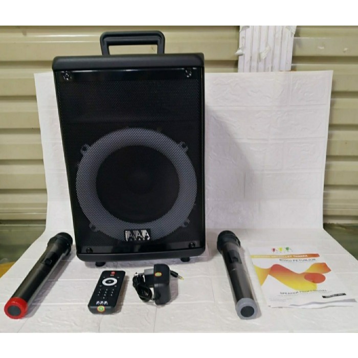Speaker Portable AAA Tanaka Diamond Antrolley 8 Inch + Mic Wireless