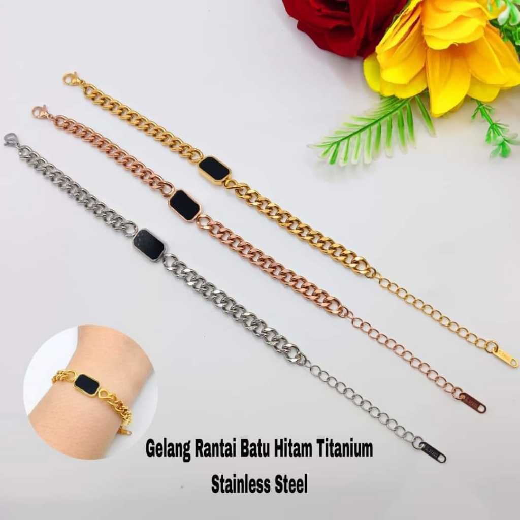 Gelang Rantai Plat Variasi Titanium