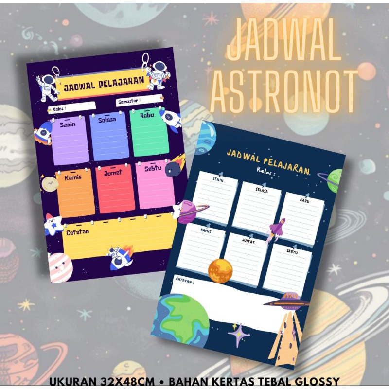 TERMURAH JADWAL PELAJARAN / JADWAL PIKET / POSTER PELAJARAN / TEMA ASTRONOT