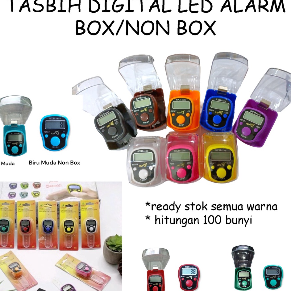 TERMURAH Tasbih Alarm LED SHX5136 Digital Finger Counter LED Alarm 1 Akan Bunyi 3 Tombol