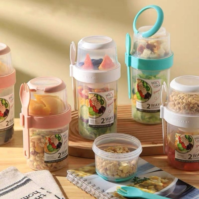 Tempat Portable Makan Salad Tempat Makan Diet Overnight Oat