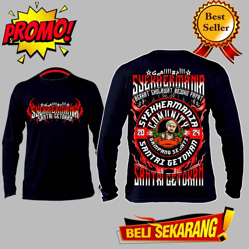 KAOS SANTRI GETOKAN LENGAN PANJANG / KAOS SYEKHERMANIA LENGAN PANJANG