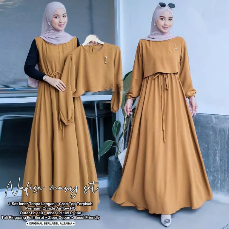 Nafisa Maxy Set 2in1 inner+outer Gamis Wanita