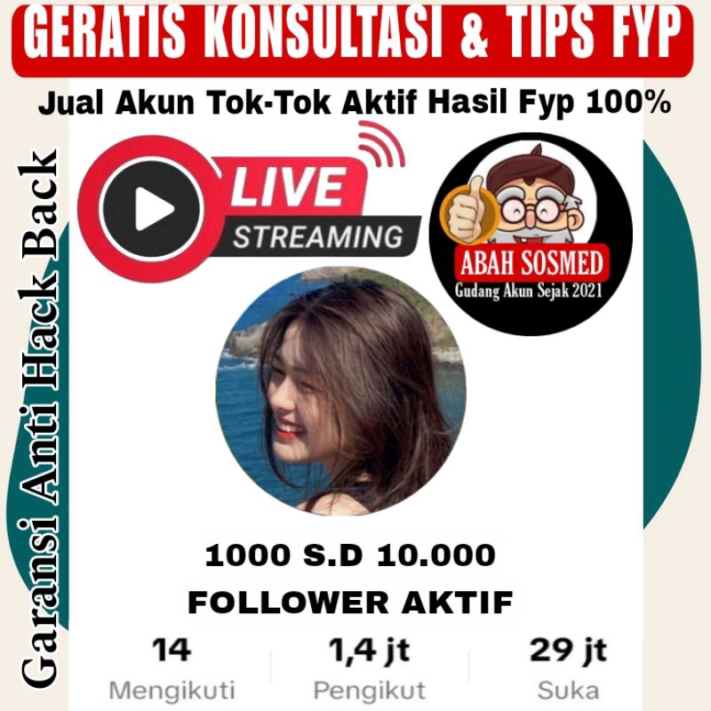 JUAL AKUN TIKTOK FYP MURAH BANGET FOLLOWERS AKTIF 100% | BISA LIVE | BISA AFFILIATE | BISA IKLAN