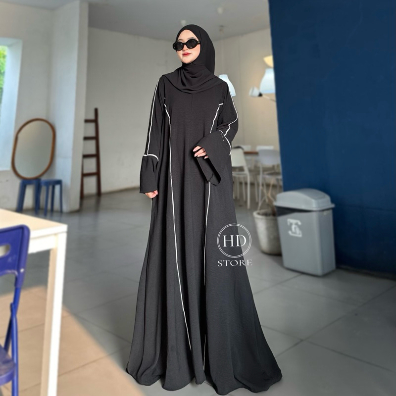 Gamis Abaya Mecca Dress Wanita Muslim Abaya Umroh List ban Hitam Gamis
