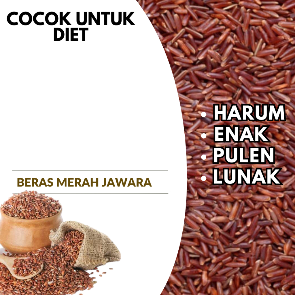 Beras Merah Organik Non Vacum 1kg - Jawara Original / Pulen Enak Lunak / Cocok Untuk Diet / Beras