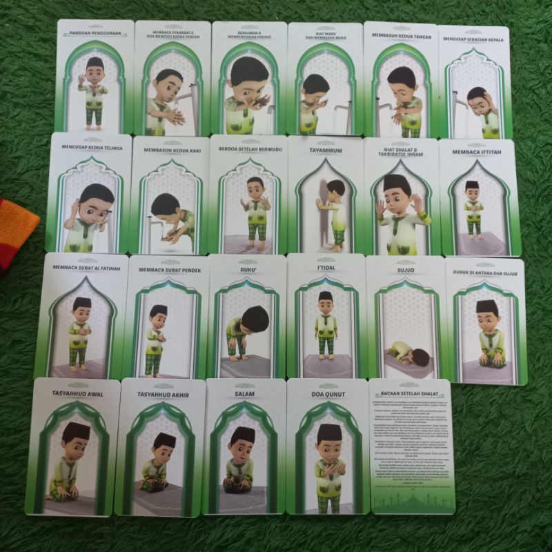 ORIGINAL BUKU TUNTUNAN SHOLAT SHALAT KARTU DISERTAI DOA DOA WUDHU BERWUDHU 23 KARTU AYO BELAJAR BERW