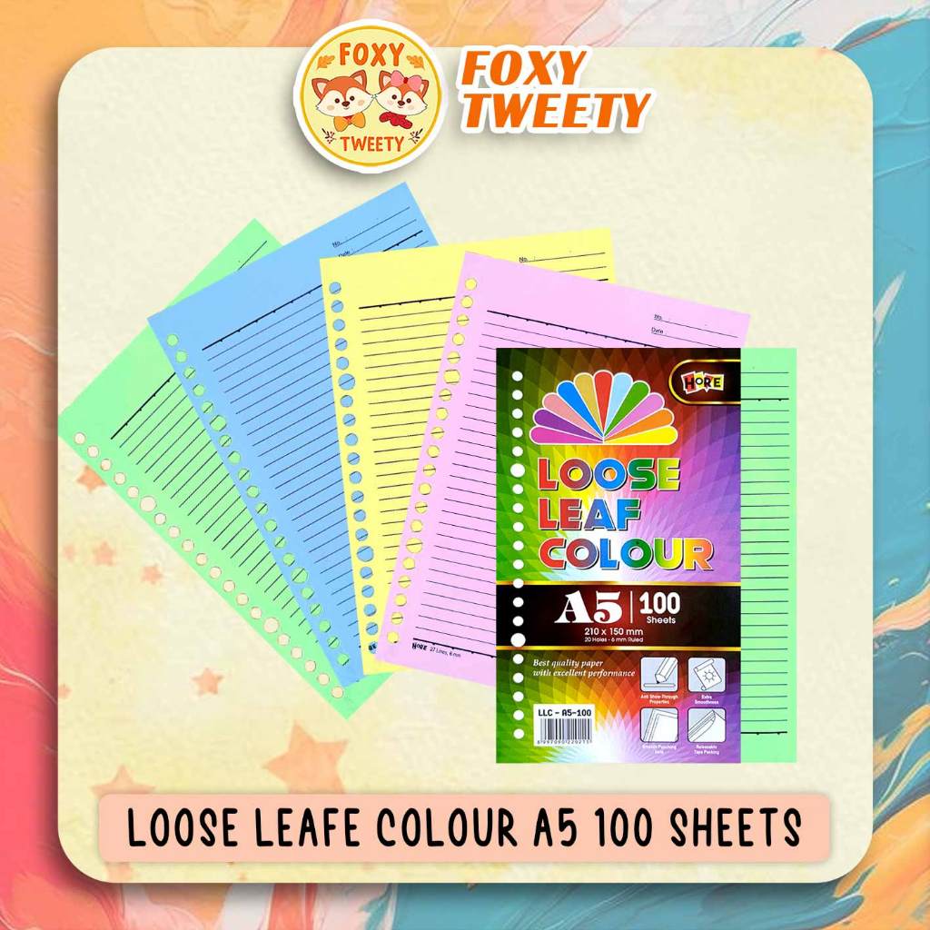 

Isi Binder Warna Isi 4 Warna Ukuran A5 50 & 100 Lembar Loose Leaf Colour A5 Merk HORE