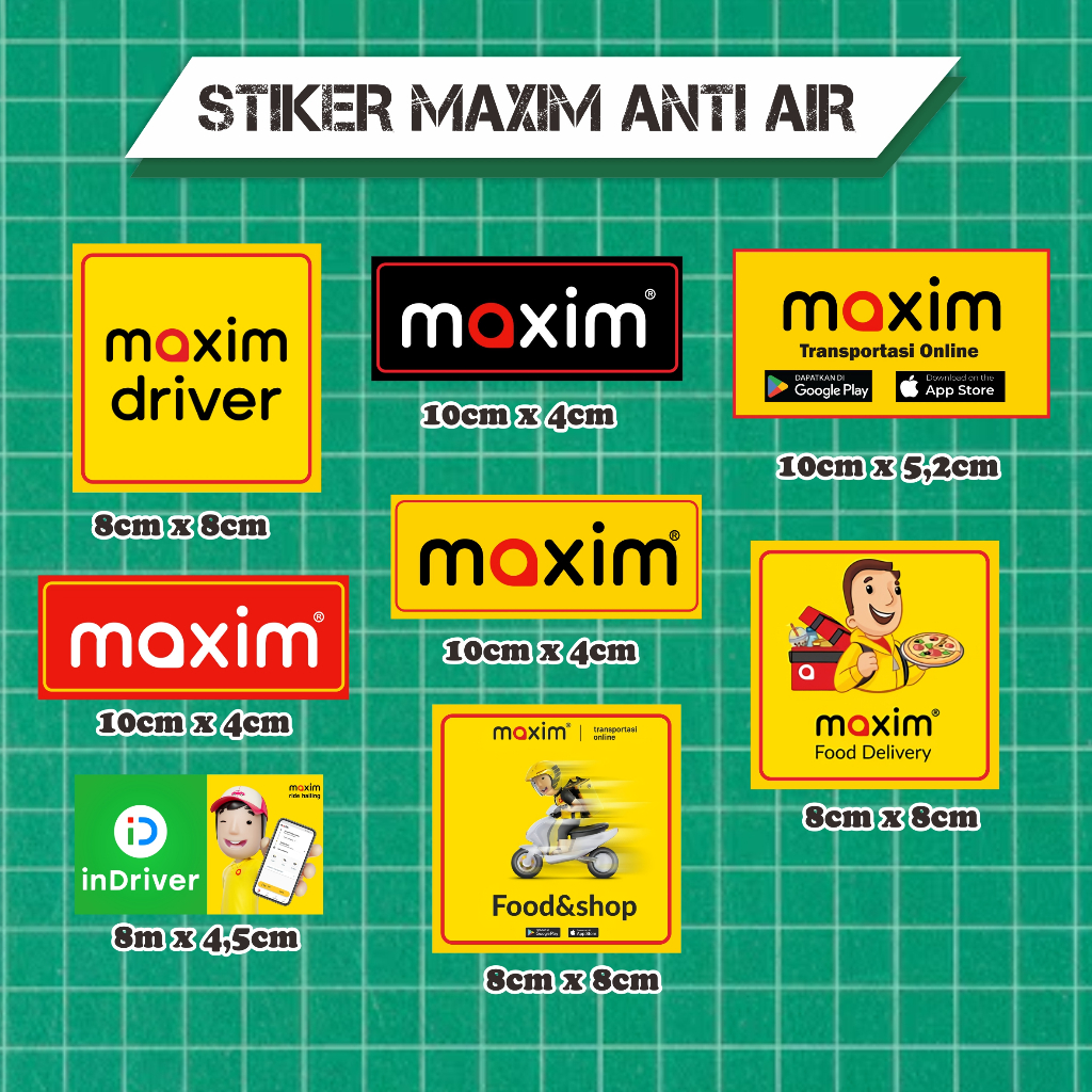 STIKER MAXIM BIJIAN ANTI AIR / STIKER LOGO MAXIM / STIKER HELM MOTOR VINYL/ STIKER OJEK ONLINE