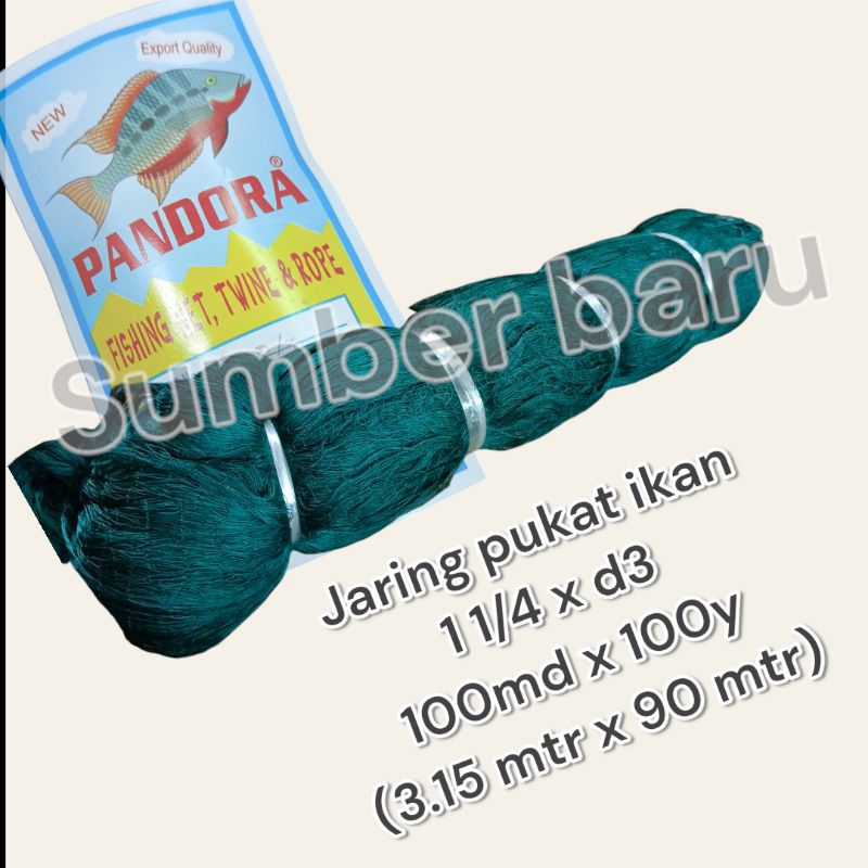 Jaring pukat ikan Pandora 1.25 1 1/4 inci x d3 100md x 100y