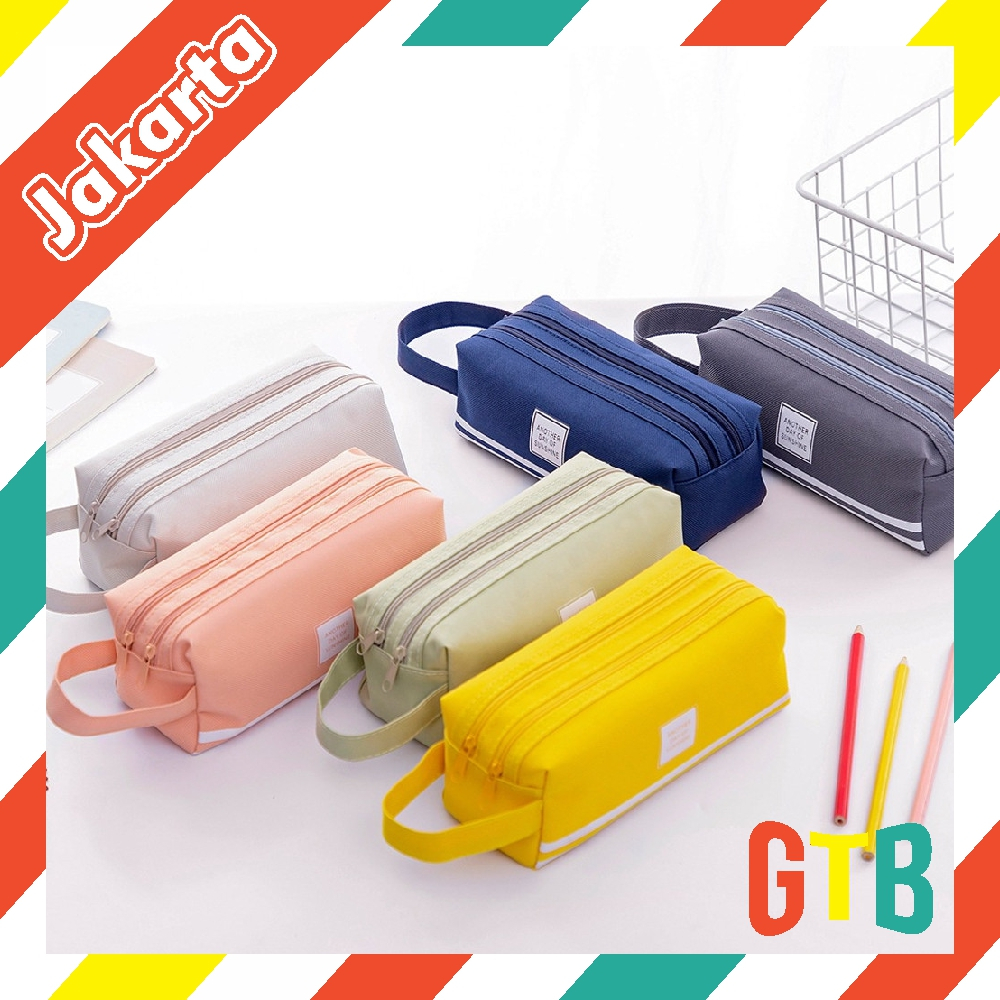 

❤️GTB❤️ Kotak Pensil Round Dual Zipper / Tepak Pencil Case Kapasitas Besar Dompet Pouch Tempat Bolpen Pen Make Up S135