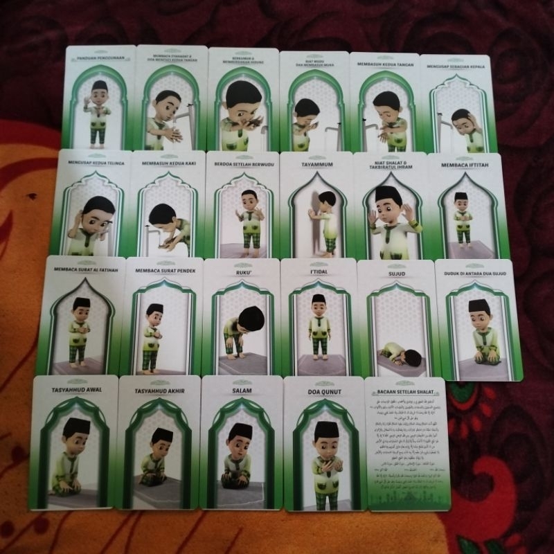 ORIGINAL BUKU TUNTUNAN SHOLAT SHALAT KARTU DISERTAI DOA DOA WUDHU BERWUDHU 23 KARTU AYO BELAJAR BERW