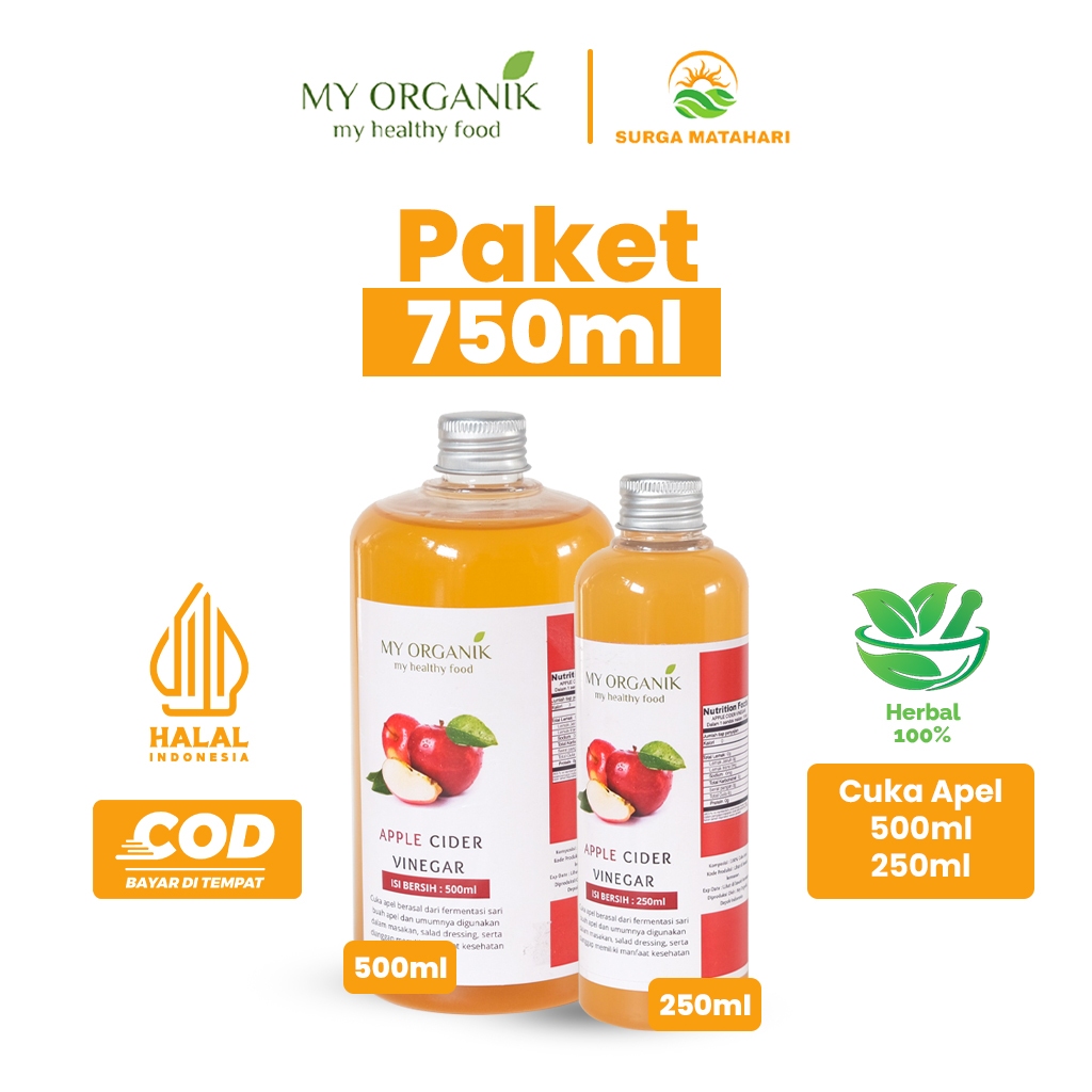 

My Organik Paket Hemat Cuka Apel 750ml Cuka Apel Original Organik Apple cider Vinegar With Mother