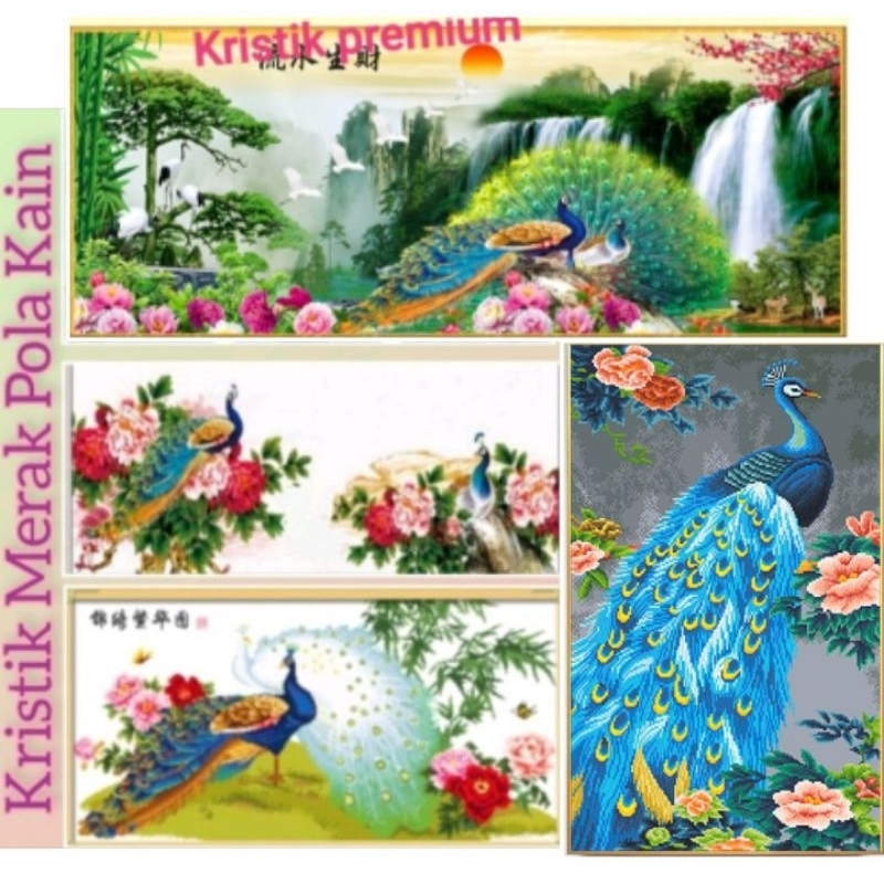 DIY Paket kristik merak peacock besar jumbo dmc pola kain cross stitch kit dmc 11ct 14ct craft keraj