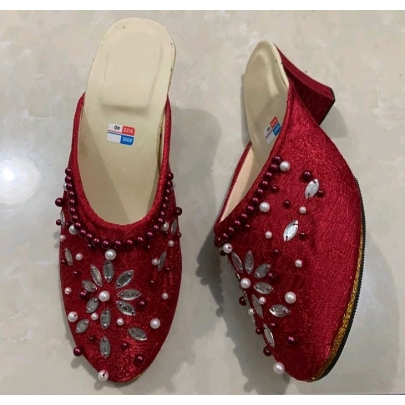 SANDAL SELOP PENGANTIN JAWA/ WEDDING SHOES PRIA DAN WANITA MOTIF PAYET/SANDAL SELOP KEKINIAN