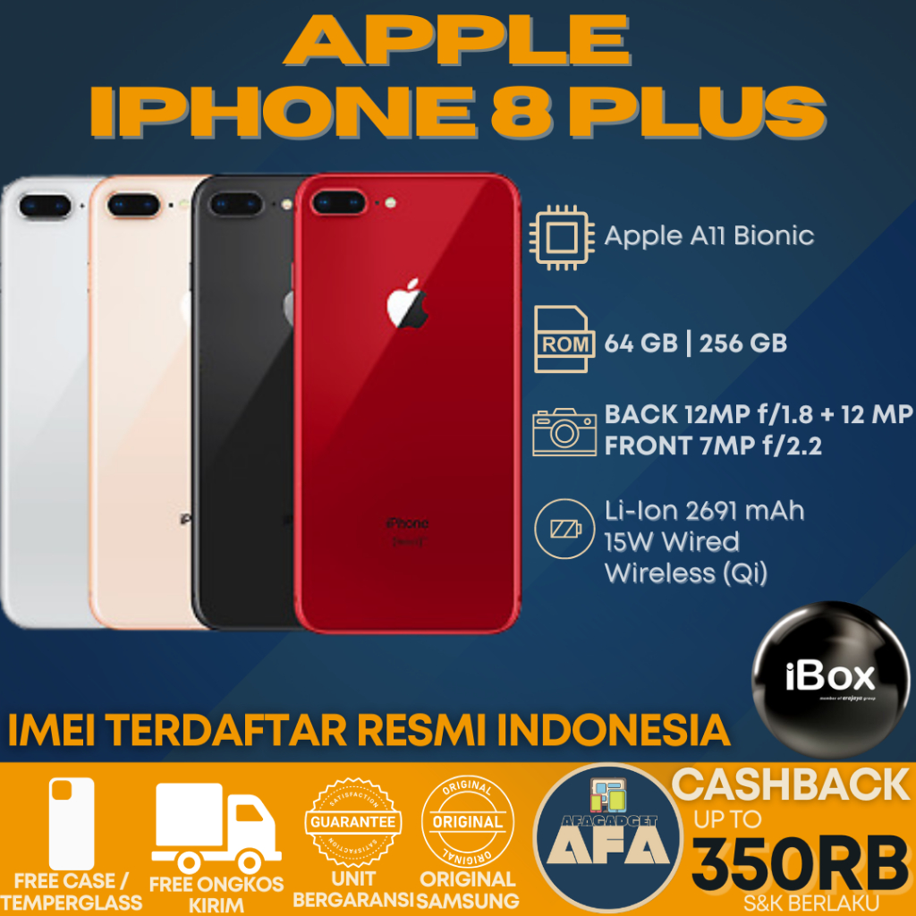 Apple iPhone 8 Plus | 64GB 256GB | Second Original Fullset Resmi Indonesia