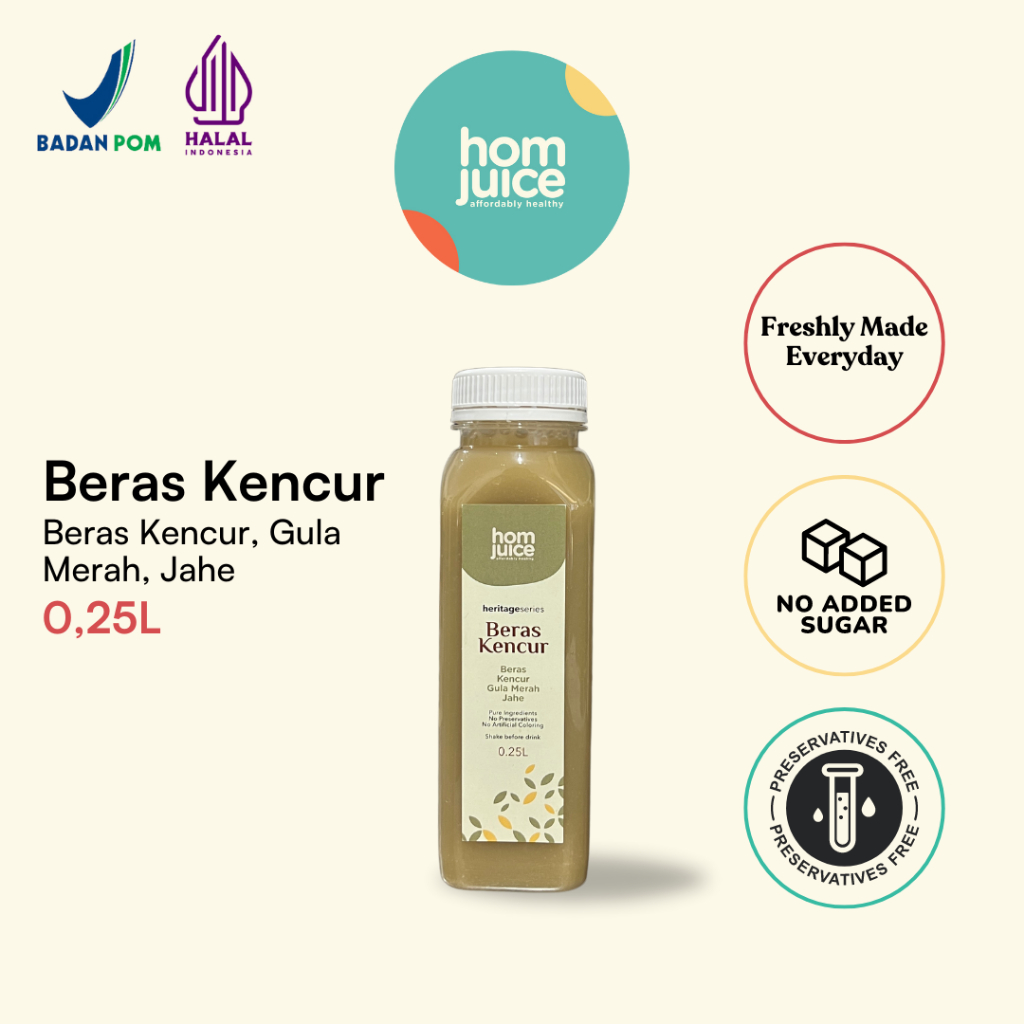 

Homjuice - Beras Kencur 250 ml (Cold-Pressed Juice/Jus/Detox)