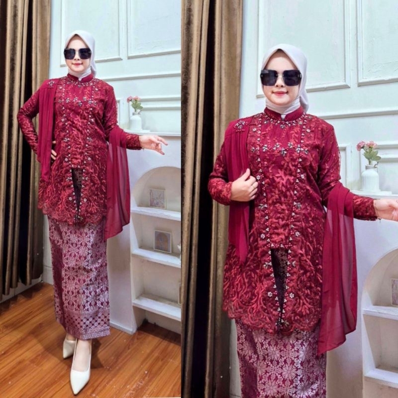 kebaya kutu baru hijab selendang // kebaya kondangan // kebaya modern hijab // kebaya payet