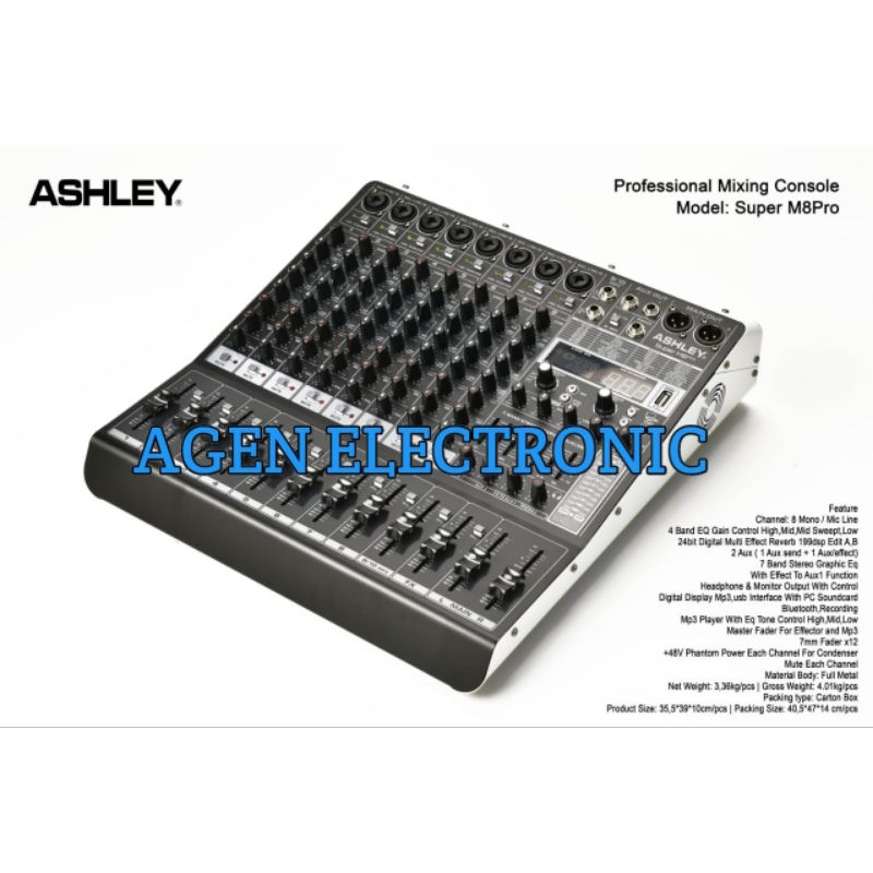 Mixer Ashley Super m8 Pro Original Mixer Ashley 8 Channel resmi