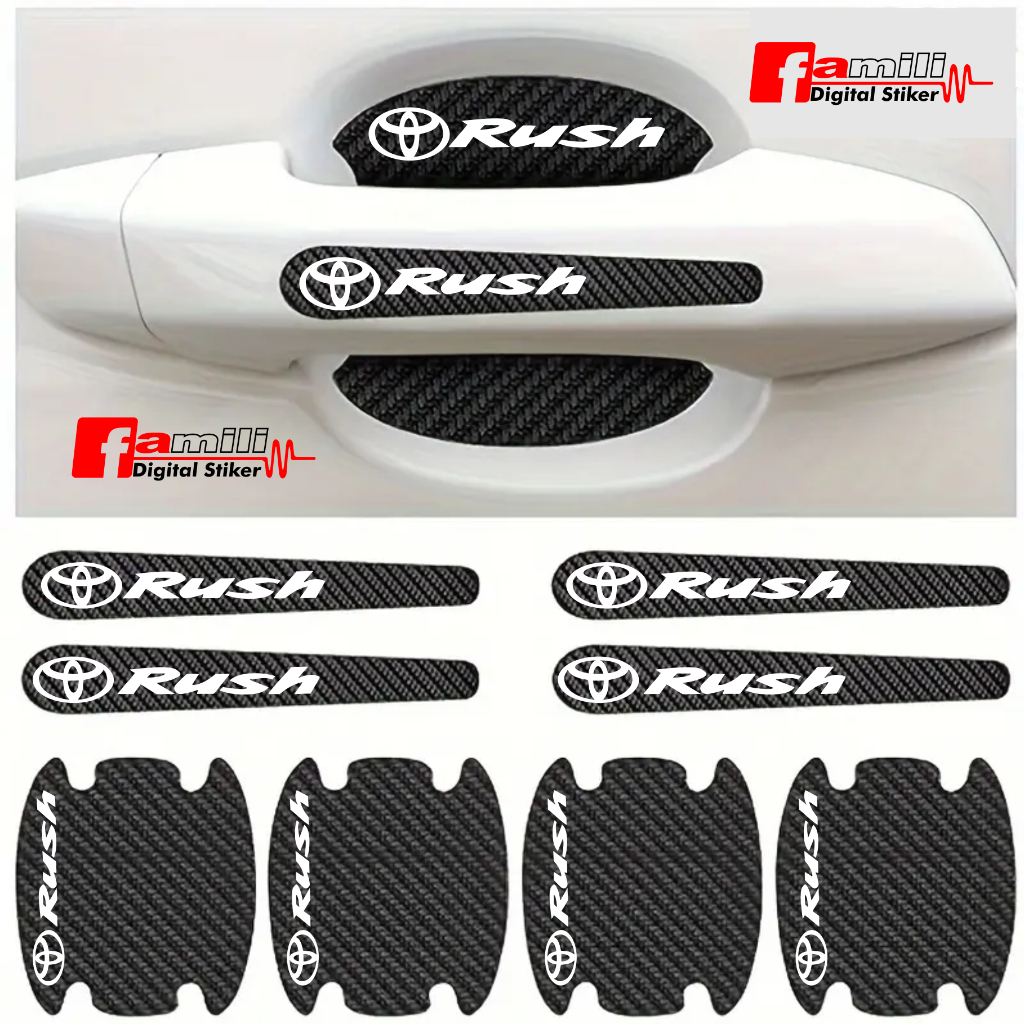 8 PCS Sticker Carbon 3D Pelindung Gagang Pintu Mobil rush Sticker Carbon Pengaman Handle Pintu Mobil