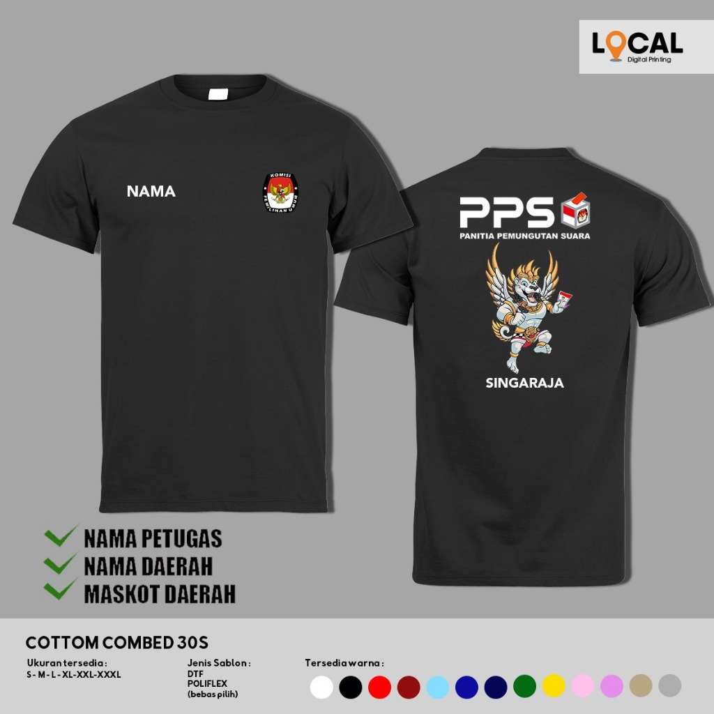 CUSTOM SABLON KAOS PANITIA PPS PEMILU 2024 SERI A - Local Print