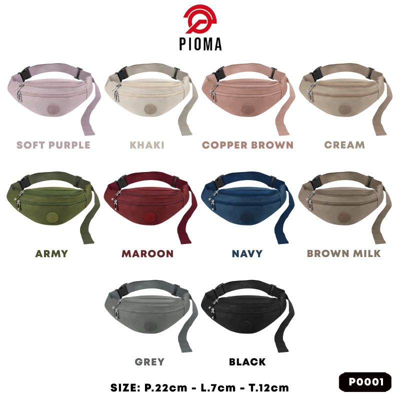 Waistbag nylon waterproof p0001 // waistbag wanita pioma // tas selempang bahu wanita // tas wanita 