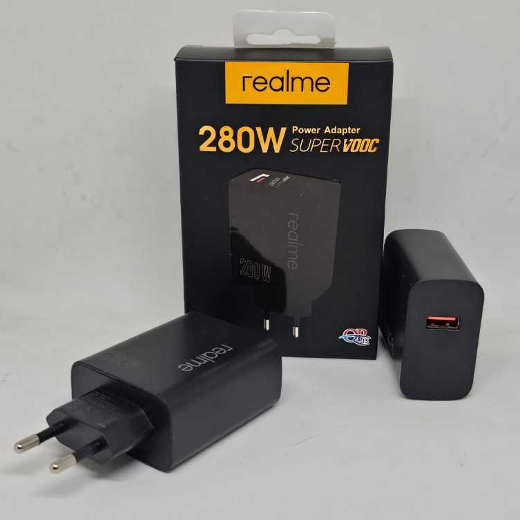 RJ1 Kepala Charger Realme Black 280W Adapter Charger Super VOOC Fast Charging