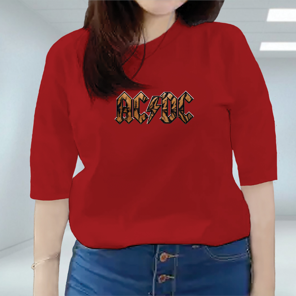 KAOS MOTIF BAND ACDC WANITA SOFT COTTON / KAOS WANITA DEWASA MODEL TERBARU / KAOS TSHIRT ACDC