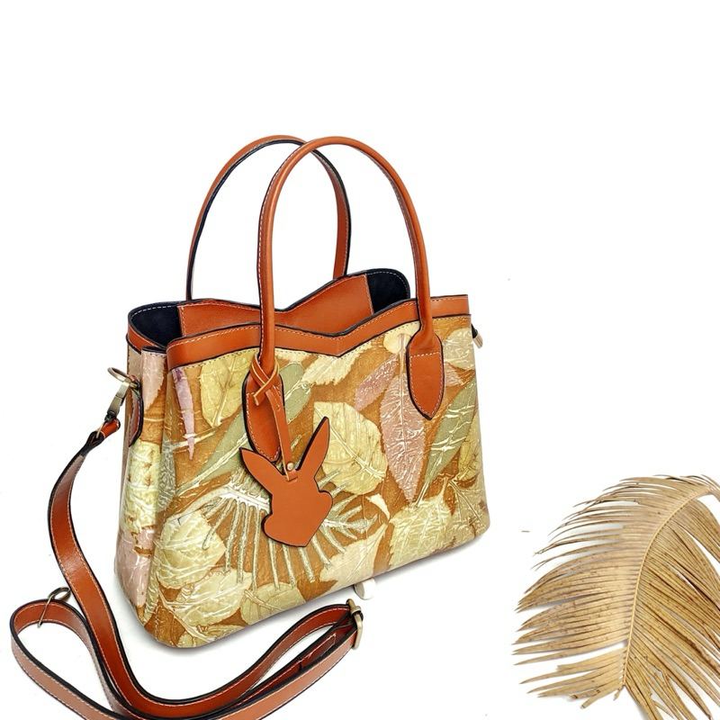 tas selempang sling bag wanita tas kulit asli eco print