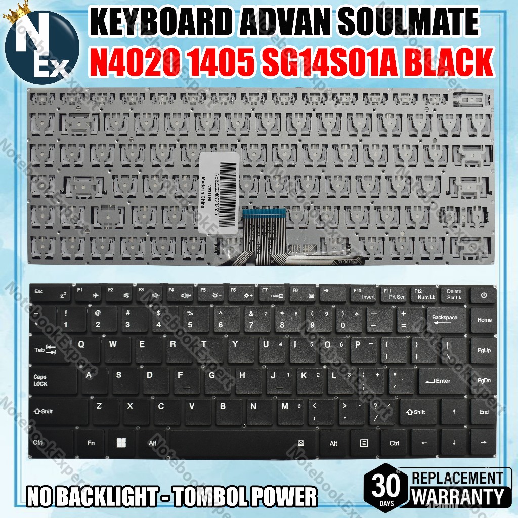 KEYBOARD ADVAN SOULMATE N4020 1405 SG14S01A BLACK - TOMBOL POWER