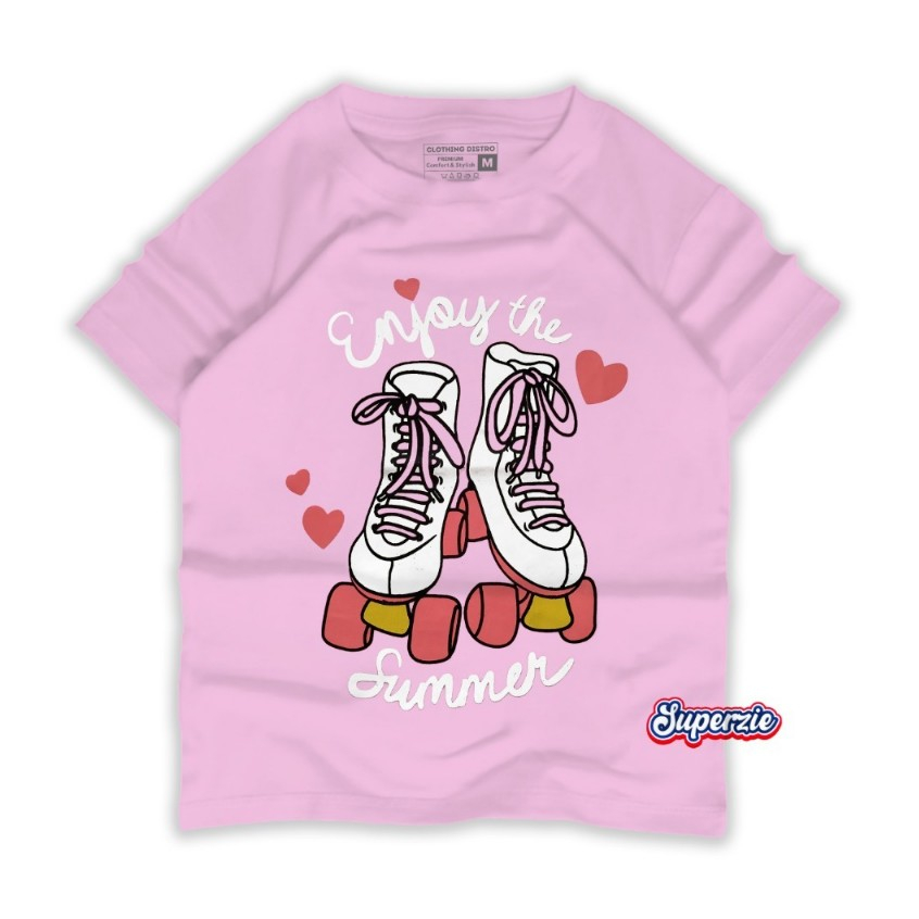 RGkids Kaos Anak Perempuan 4-13 Tahun Pink Sepatu Roda