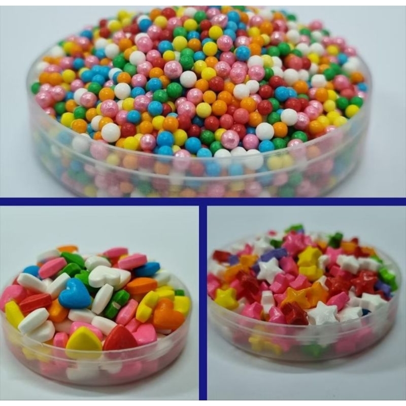 

30 gr SPRINKLE TRIMIT SUGAR BEADS / BAKING DECORATIVE CANDY / PERMEN DEKORASI KUE / MUTIARA WARNA BENTUK