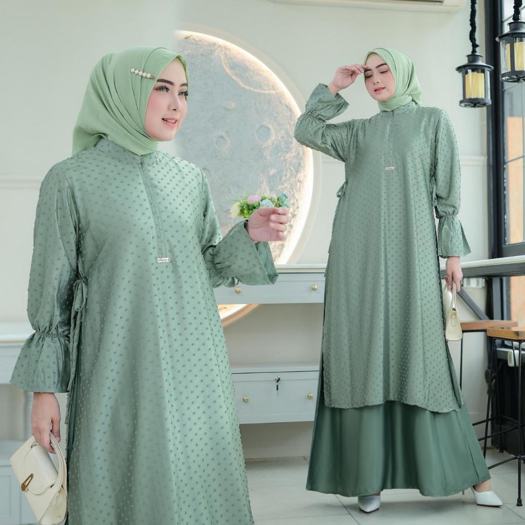 GAMIS MEWAH // Dress Gamis Armani Silk Motif Polka Original // Gamis Seragaman Pengajian ALL SIZE JU