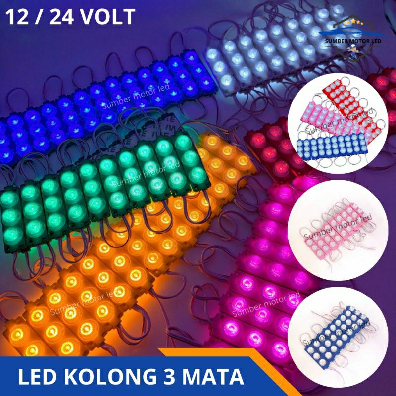 Lampu LED Modul 3 Mata Lampu Kolong Motor Mobil Truck Lampu Neonbox Waterproof 12V 24V DC