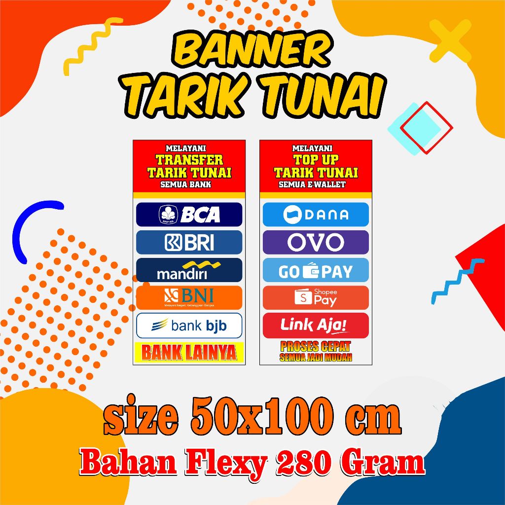 CETAK BANNER SPANDUK KONTER TARIK TUNAI TRANSFER 100x50