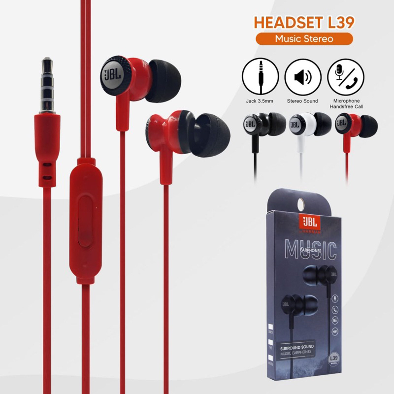 Headset JBL L39 Original by Harman Earphone Handsfree IN HEADPHONES