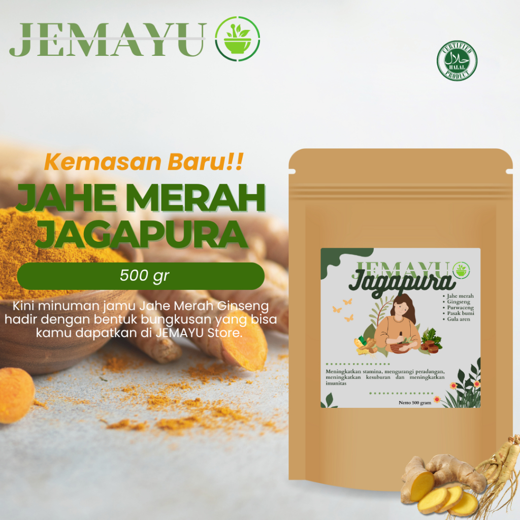 

Jamu Jahe Merah Ginseng Gula Aren Jagapura 500 Gram
