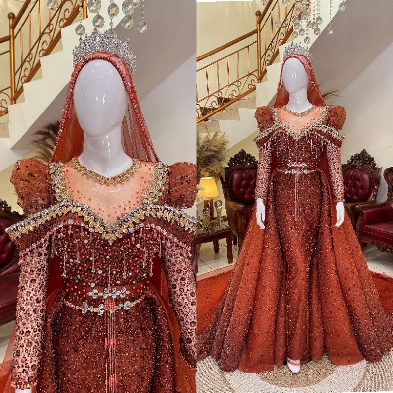 gaun pengantin // gaun pengantin mewah elegan // gaun pengantin luxury