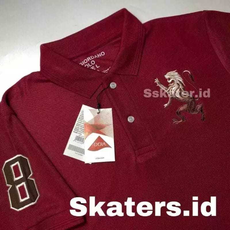 FLASH SALE ORIGINAL GIORDANO POLO SHIRT PRIA/MEN 3D LION & EMBOS LION - COLOUR SIGNATURE BLACK,