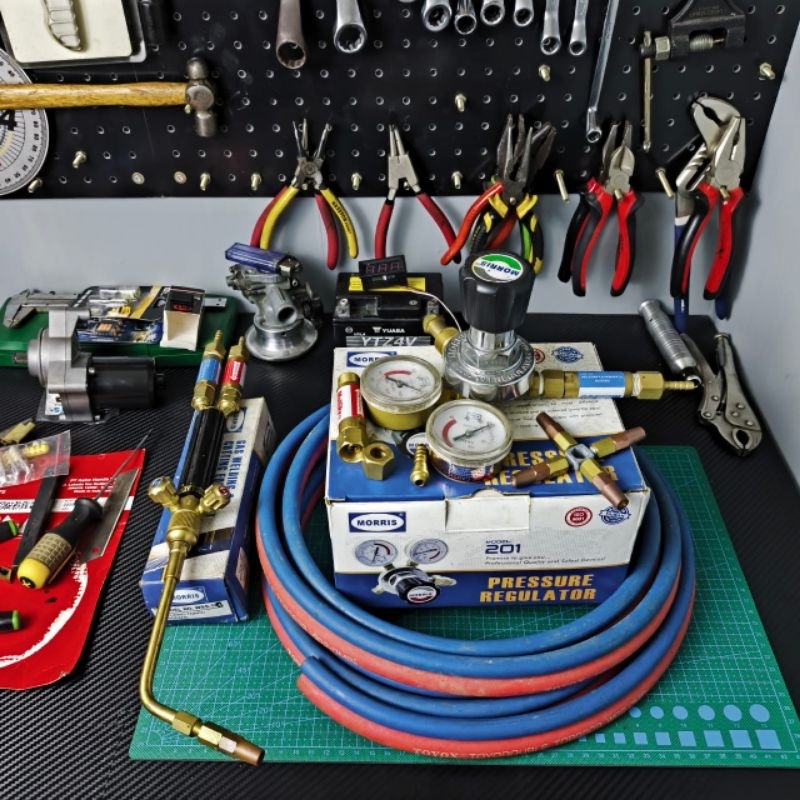 Set Alat Las LPG Oksigen Accetyline Oksigen Las Cor Aluminium Regulator Oksigen Torch Blender Morris