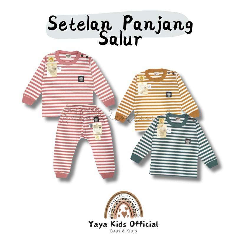 [Yayakidsofficial] Ridges Setelan Panjang Salur | Setelan Ridges Panjang Natural Colour