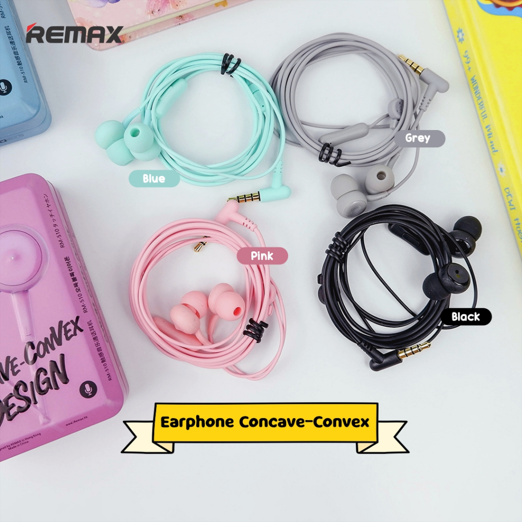 Earphone Remax Concave Headset Kabel Full Bass Warna Warni