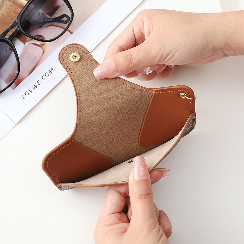 YU Tempat Kacamata Kecil Leather+ Hook/ Box Kaca Mata Kacamata Aesthetic Tas Kacamata Pinggang Pouch