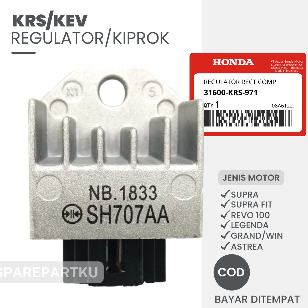 KRS/KEV REGULATOR/ KIPROK SUPRA, SUPRA FIT, LEGENDA, REVO 100, GRAND, WIN, ASTREA/ CIPROK/ KPROK
