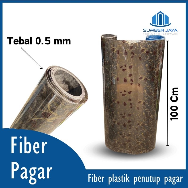 Fiber plastik penutup pagar motif batik hitam tebal 0.5 mm