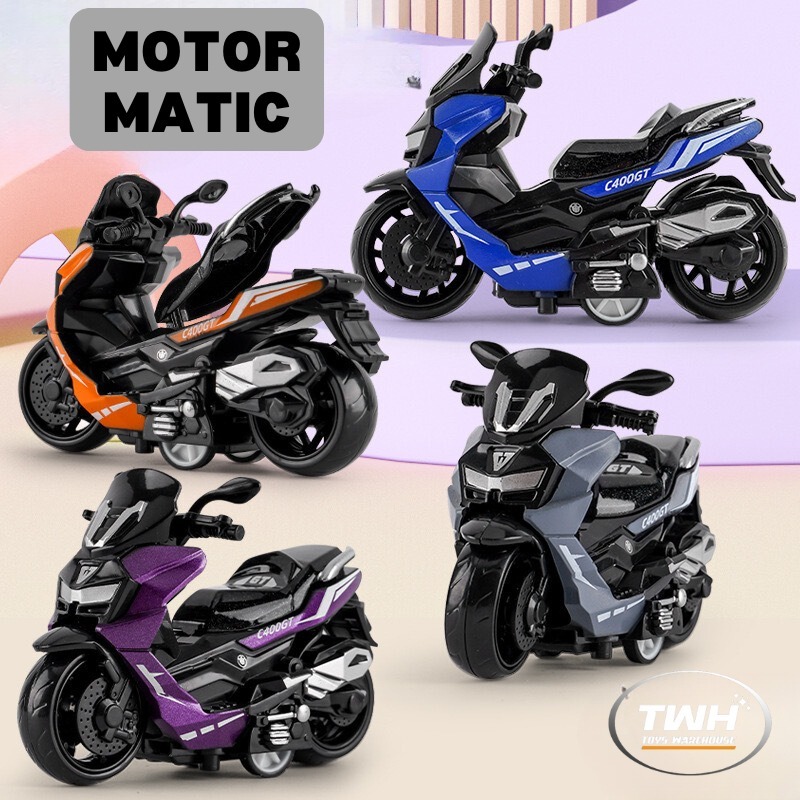 MAINAN ANAK MOTOR MOGE MOTOR MATIC MINIATUR BAHAN ALLOY KADO HADIAH ANAK