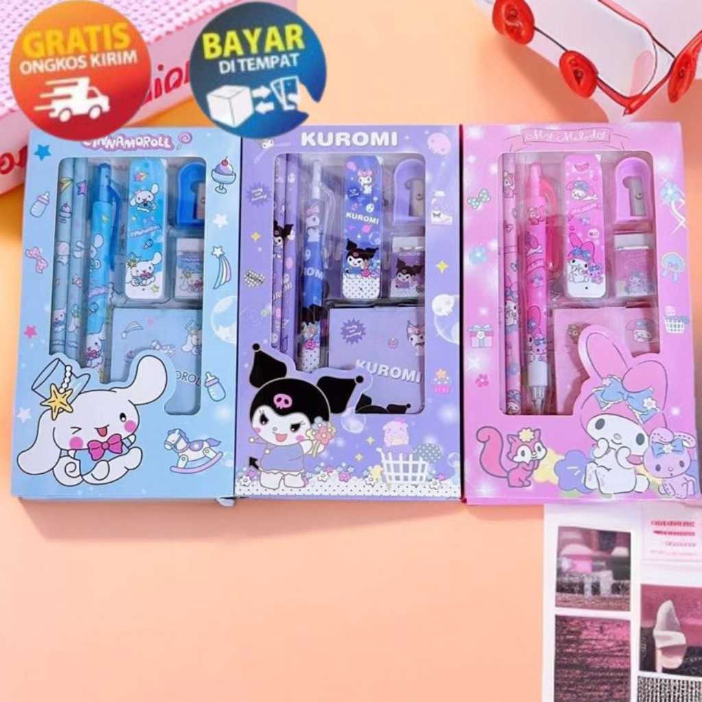 

MIKADO - KP188 SET ALAT TULIS ANAK STATIONARY ANAK SEKOLAH SANRIO ALAT TULIS SET KARAKTER KUROMI MELODY CINNAMOROLL LUCU