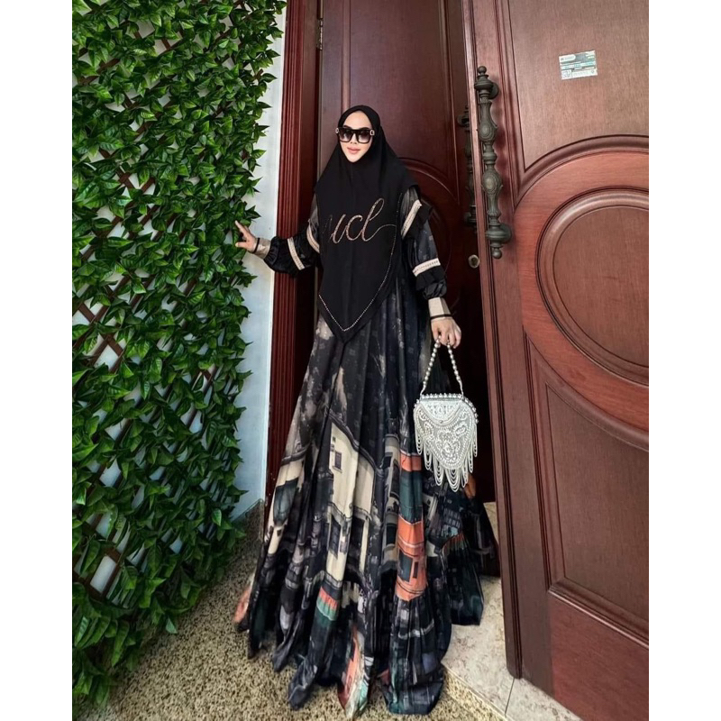 Gamis syari brand UCL SET SYARI UCL KHIMAR